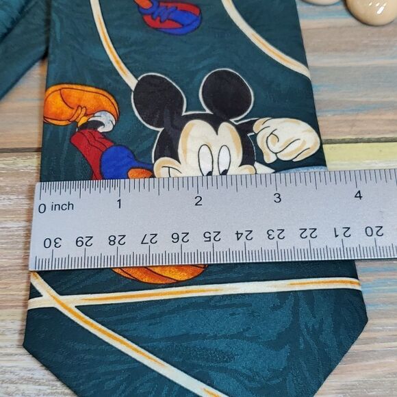 Mickey Unlimited Green Track Running Racing Men's Polyester Tie, Fun Novely - Picture 7 of 8